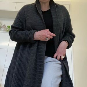 Snuggle worthy gray Saks Fifth Avenue wrap sweater